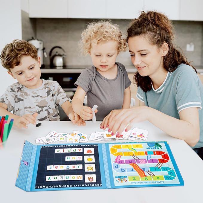 Joc Educativ Alfabet Englez, Flippy, Carte Magnetica Montessori, Recunoastere Litere si Formare Cuvinte, Copii 3+ Ani, 27x26.2x1.5 cm, Multicolor - vivimall.ro
