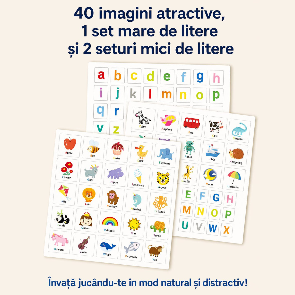 Joc Educativ Alfabet Englez, Flippy, Carte Magnetica Montessori, Recunoastere Litere si Formare Cuvinte, Copii 3+ Ani, 27x26.2x1.5 cm, Multicolor - vivimall.ro