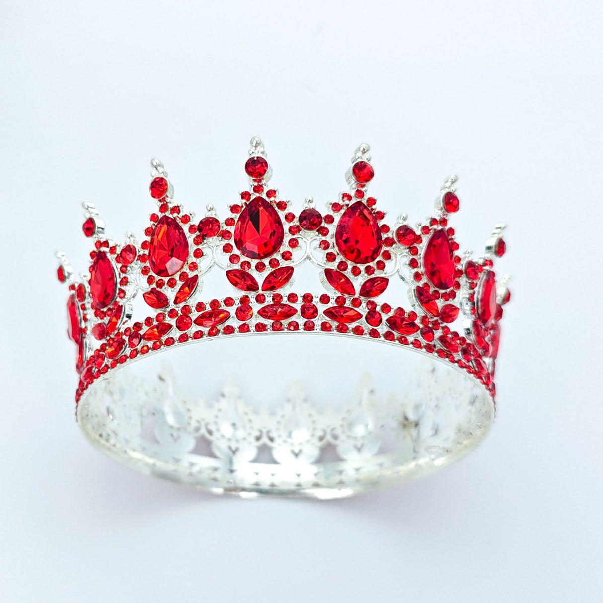 Diadema, Vivimall, din Aliaj, cu Cristale, Accesoriu Par, Aniversare, Nunta, Petrecere, 15.5 x 5.3 cm, Rosu - vivimall.ro