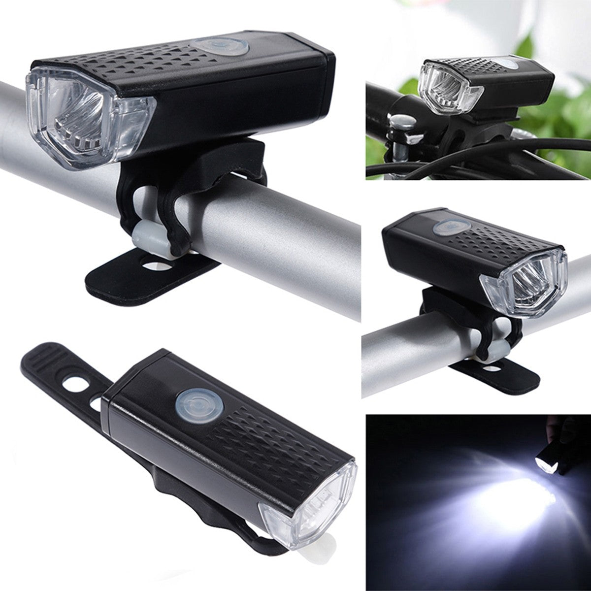Far cu LED proiector pentru bicicleta\trotineta, Vivimall, reincarcabil, cablu USB inclus, 3 moduri de lumina, IPX4, Negru, 6.5x2.9x2.3 cm - vivimall.ro