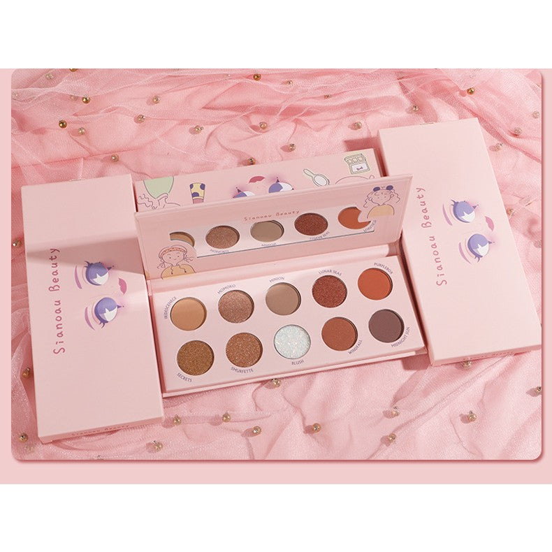 Палитра сенки за очи Sianoau с 10 пигментирани цвята