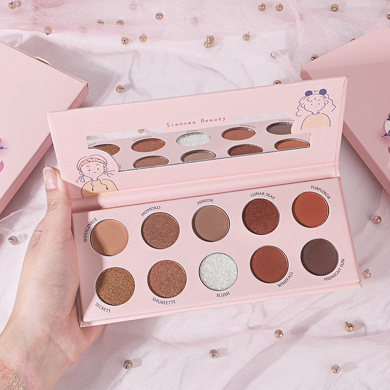 Палитра сенки за очи Sianoau с 10 пигментирани цвята