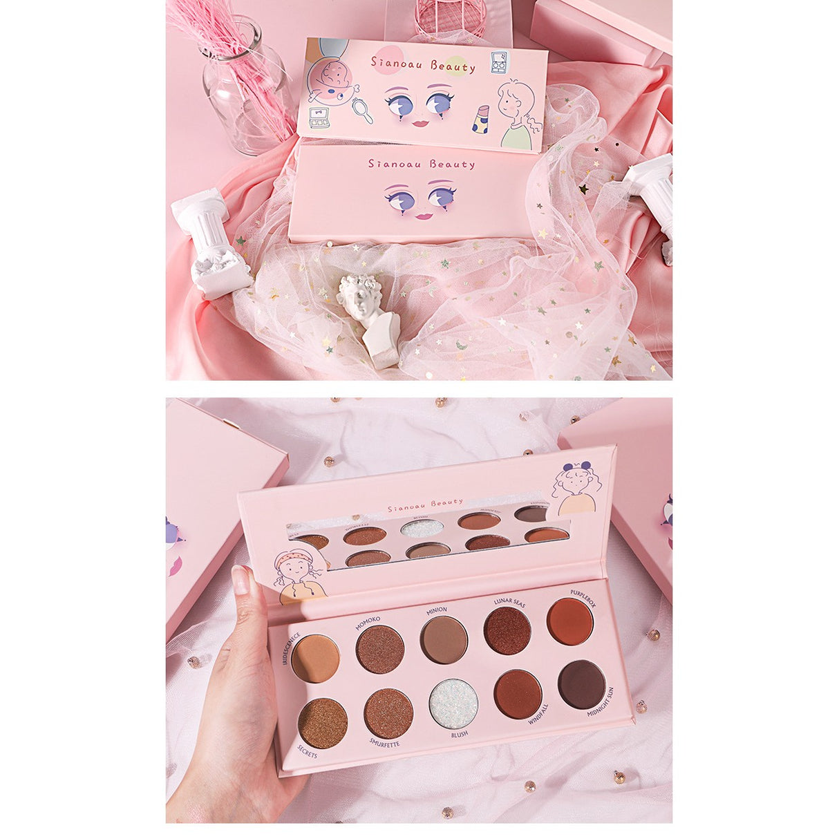 Paleta De Farduri Sianoau Cu 10 De Culori Pigmentate - vivimall.ro