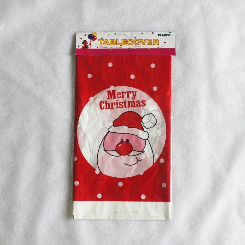 Fata de masa dreptunghiulara Vivimall, PVC, 2.5 mm grosime, imprimeu Mos Craciun model 2, potrivit pentru Craciun, utilizare multipla, 180 x 108 cm, alb - vivimall.ro