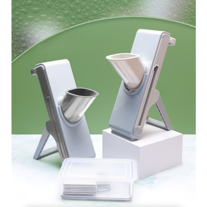 Feliator de Legume Multifunctional, Vivimall, Taieturi Diferite, Razatoare pentru Bucatarie, Taietor de Cartofi, Presa Manuala, Pliabila, Extensibila, PP PET, 23.5x9.5x5.5 cm, Alb - vivimall.ro