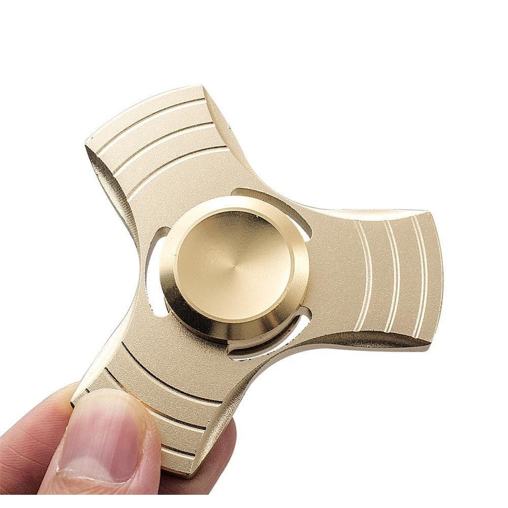 Fidget Spinner Jucarie Antistres De Metal Cu Orificii Auriu 2 - vivimall.ro