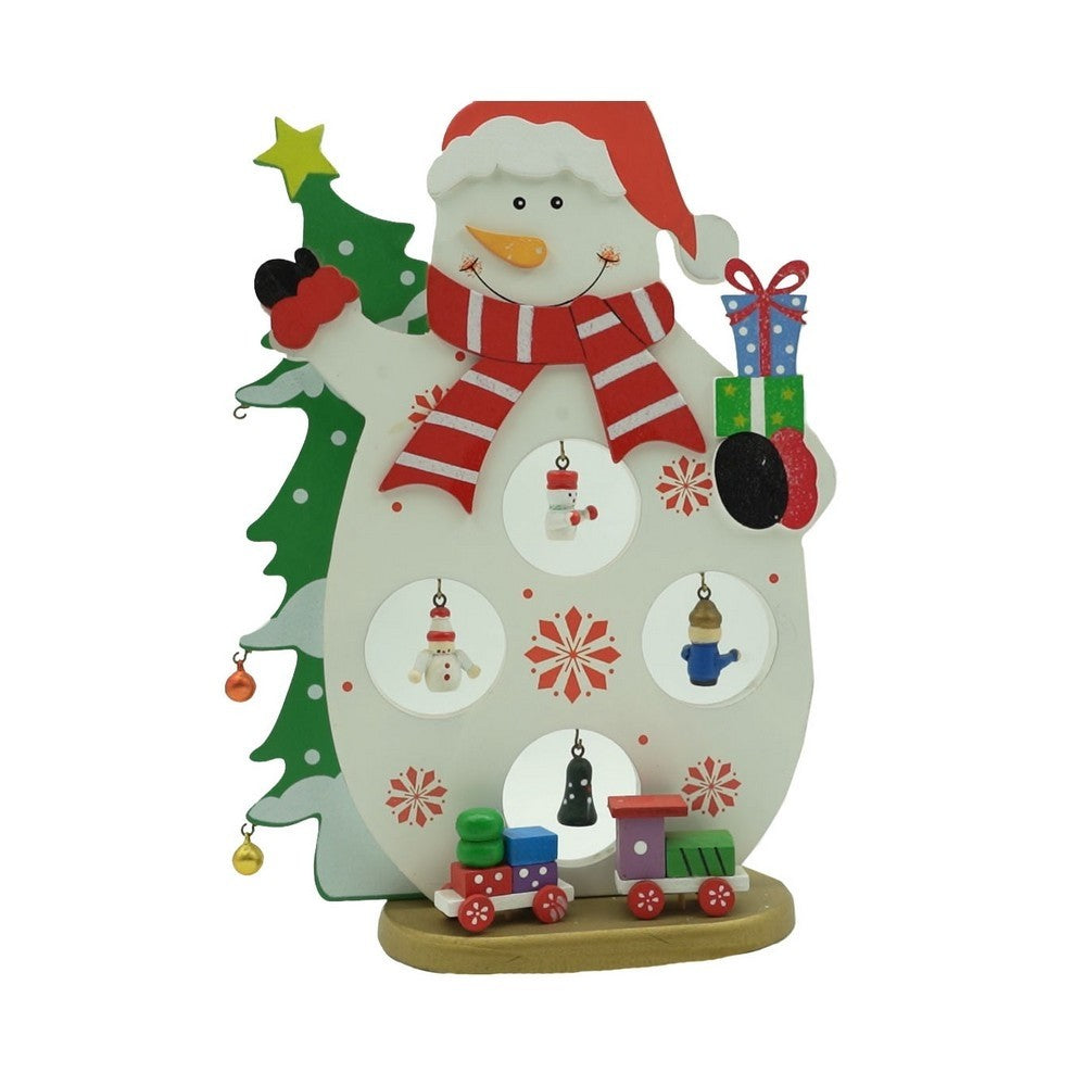 Figurina decorata de Craciun, Om de zapada, Alb, din Lemn, 18 cm x 24.5 cm, Interior, Vivimall - vivimall.ro