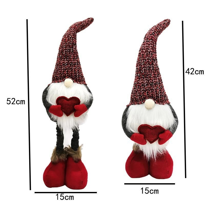 Figurina Decorativa, Pentru Craciun, Vivimall, Spiridus, Omul Padurii Indragostit, Picioare Telescopice, Inaltime reglabila 42 - 52 cm, Rosu - vivimall.ro