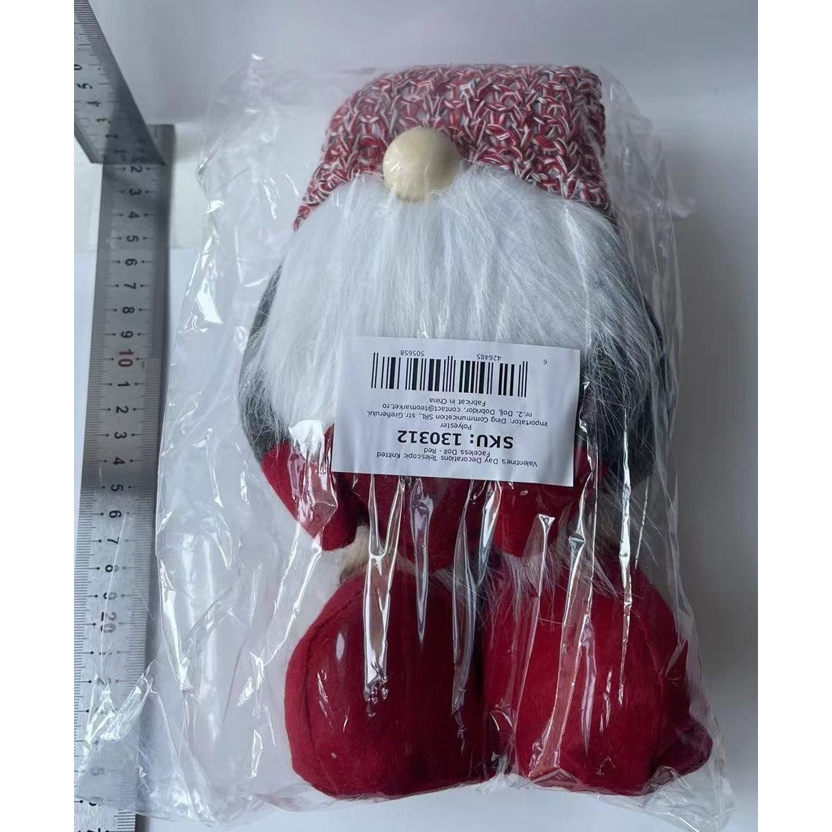 Figurina Decorativa, Pentru Craciun, Vivimall, Spiridus, Omul Padurii Indragostit, Picioare Telescopice, Inaltime reglabila 42 - 52 cm, Rosu - vivimall.ro