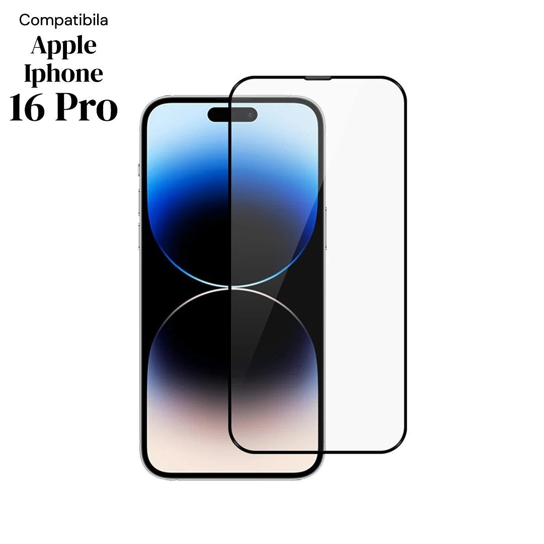 Folie de Protectie Ceramica, Flippy, Compatibila cu Apple iPhone 16 Pro, Ceramics 9D, Antisoc, Margini Negre, Transparent - vivimall.ro