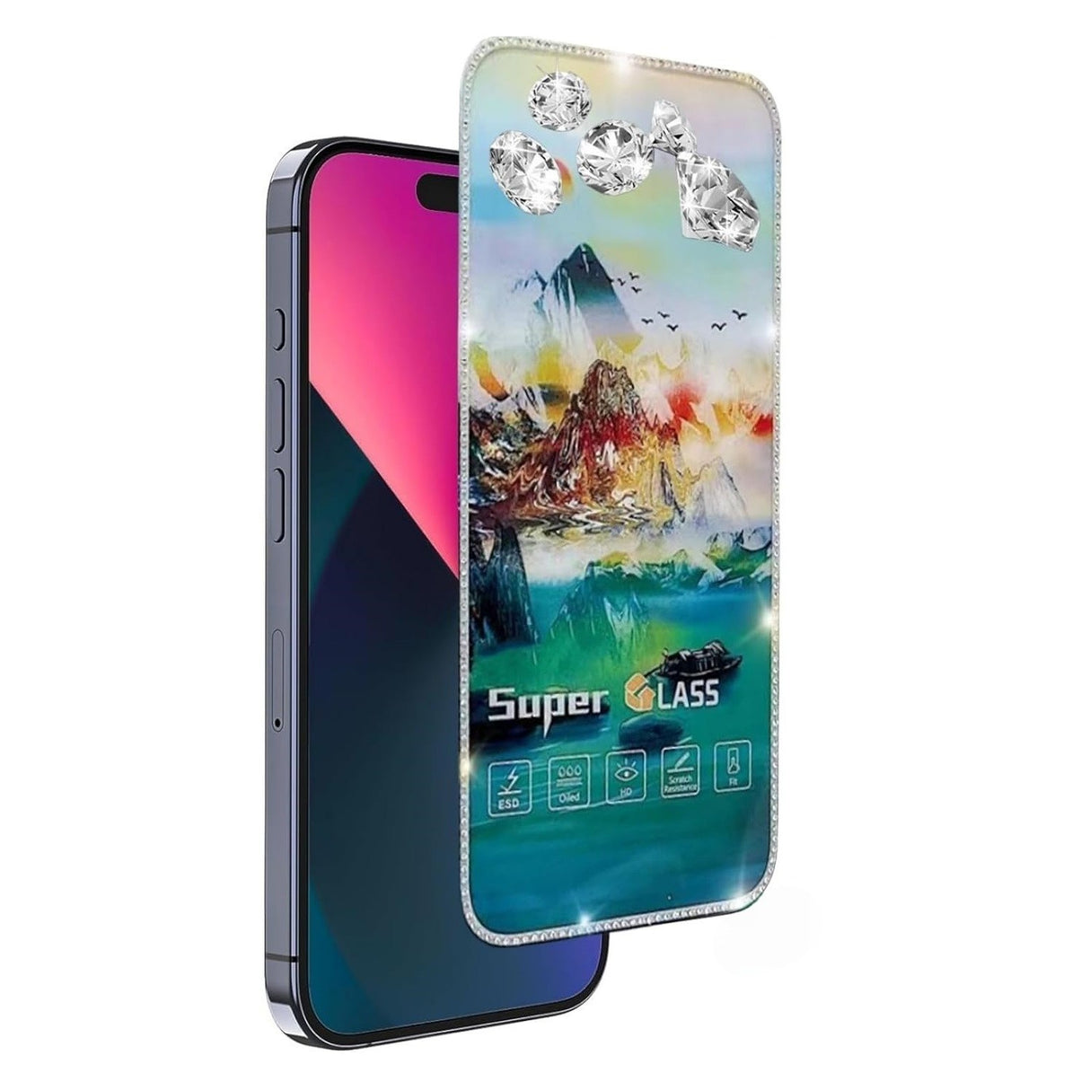 Folie de Protectie, Vivimall, pentru iPhone 15, Tempered Glass 2.5 cu Pietricele, ESD, HD, Transparent - vivimall.ro
