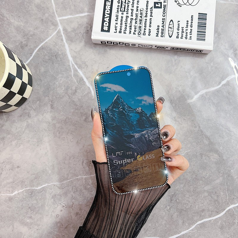 Folie de Protectie, Vivimall, pentru iPhone 15 Pro, Privacy Tempered Glass cu Pietricele, ESD, HD, Transparent - vivimall.ro
