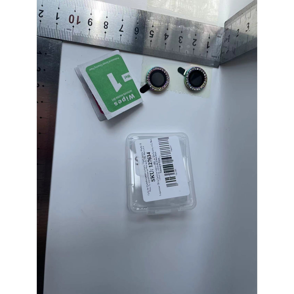 Folie de Protectie pentru Camera, Flippy, pentru iPhone 15 Plus, Tempered Glass cu Pietricele, HD, Multicolor - vivimall.ro