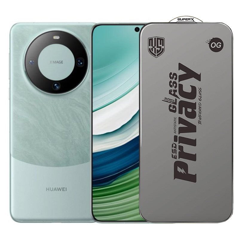 Folie de Protectie pentru Huawei Mate 60, Flippy, Sticla Securizata ESD Antistatica, Super-X Privacy OG, Margini Negre, 0.30 mm, Transparent Inchis - vivimall.ro