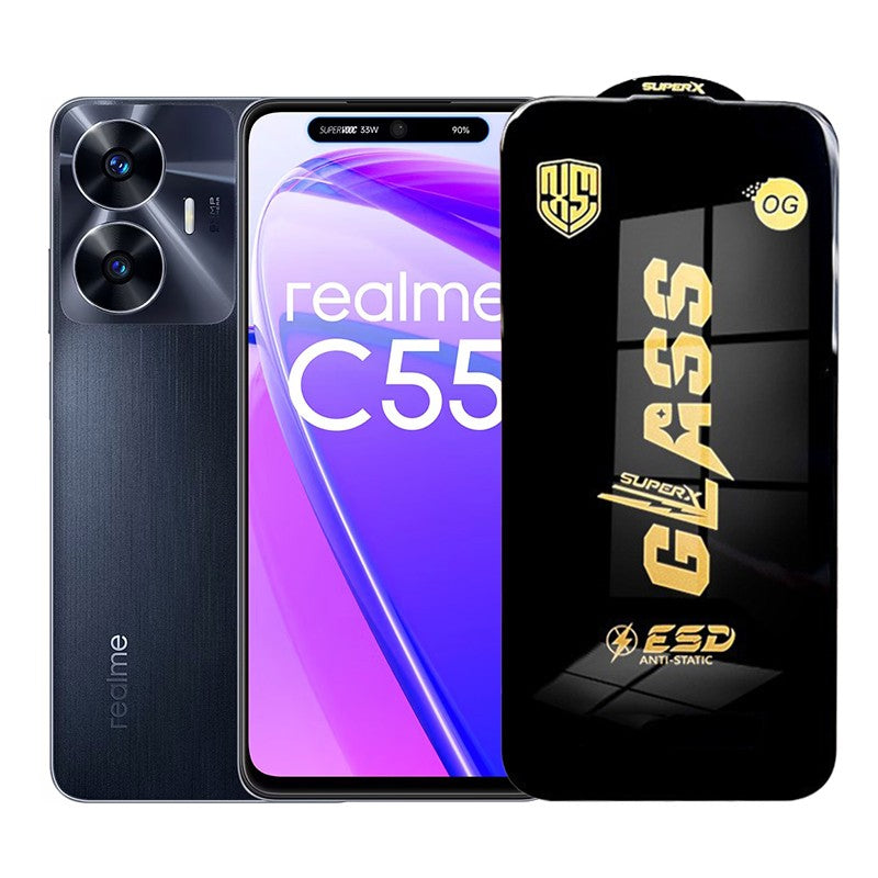 Folie de Protectie pentru Realme C55, Flippy, Sticla Securizata ESD, Margini Negre, Rezistenta la Zgirieturi, Antistatica, 0.35 mm, Transparenta - vivimall.ro