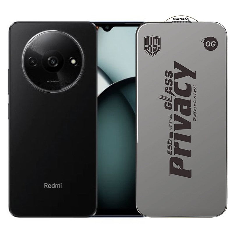 Folie de Protectie pentru Xiaomi Redmi A3x, Vivimall, Sticla Securizata ESD Antistatica, Super-X Privacy OG, Margini Negre, 0.30 mm, Transparent Inchis - vivimall.ro