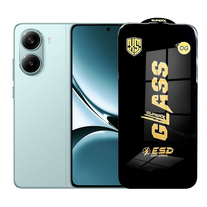 Folie sticlă securizată ESD pentru Xiaomi Redmi Turbo 4, 0,35 mm, margini negre, vedere frontală