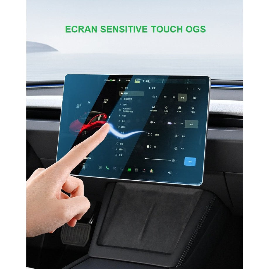 Folie de Sticla Securizata, Vivimall, Compatibila cu Tesla Model 3 / Tesla Model Y, Ecran Frontal, 4K Ultra HD, Anti-amprenta, 2.5D, Transparent - vivimall.ro