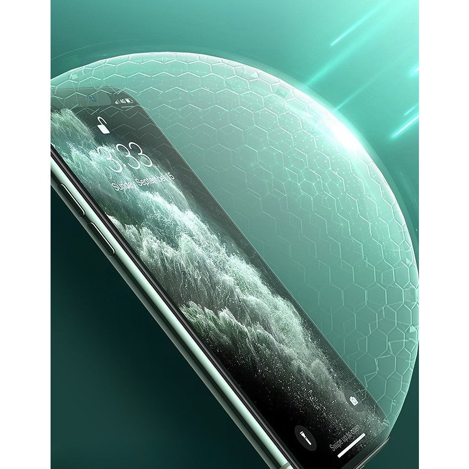 Folie de Sticla Securizata pentru Apple iPhone 15, Vivimall, Lumina Verde Anti-Blue Ray, Auto-Aplicare, Protectie Completa 9D, Verde - vivimall.ro
