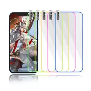 Folie de Sticla Securizata pentru Apple iPhone 15, Vivimall, Luminous, Margine Fosforescenta Neon din Silicon, Mat, Anti-Amprenta, Protectie Completa, 9H, Alb - vivimall.ro