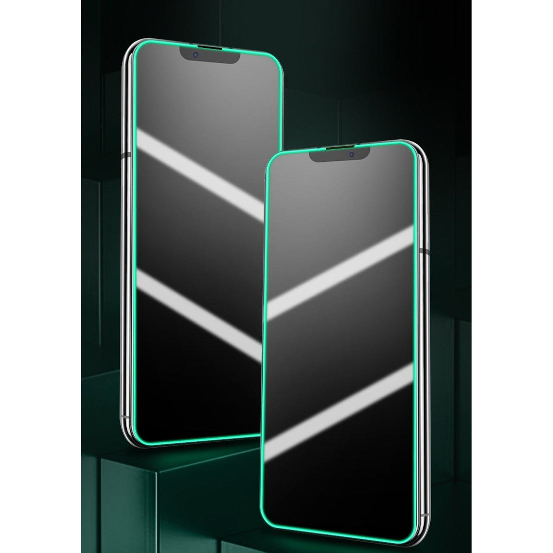 Folie de Sticla Securizata pentru Apple iPhone 15 Pro Max, Vivimall, Luminous, Margine Fosforescenta Neon din Silicon, Mat, Anti-Amprenta, Protectie Completa, 9H, Verde - vivimall.ro