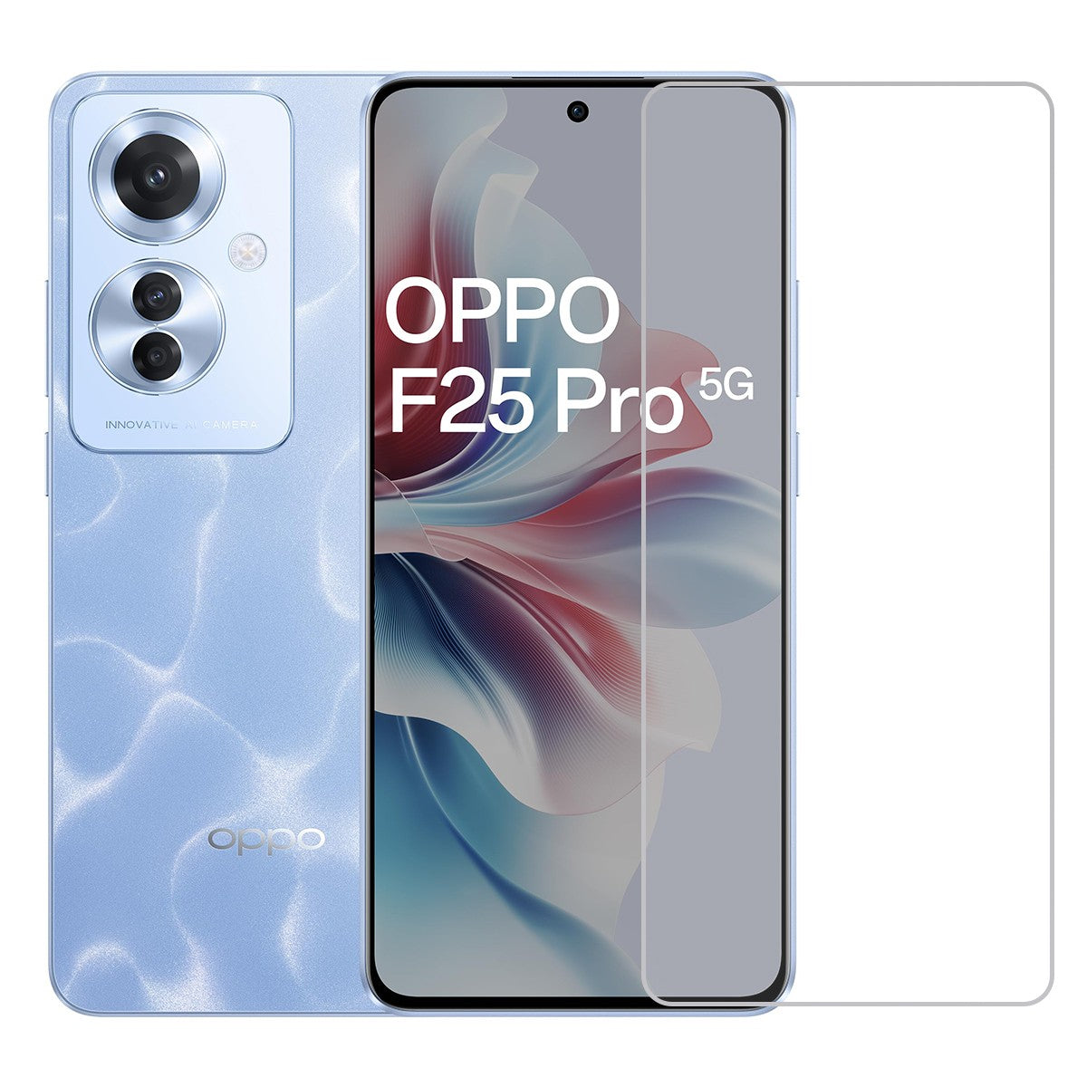 Folie sticlă securizată 3D pentru Oppo F25 Pro, 0.3 mm, transparentă — vedere frontală produs