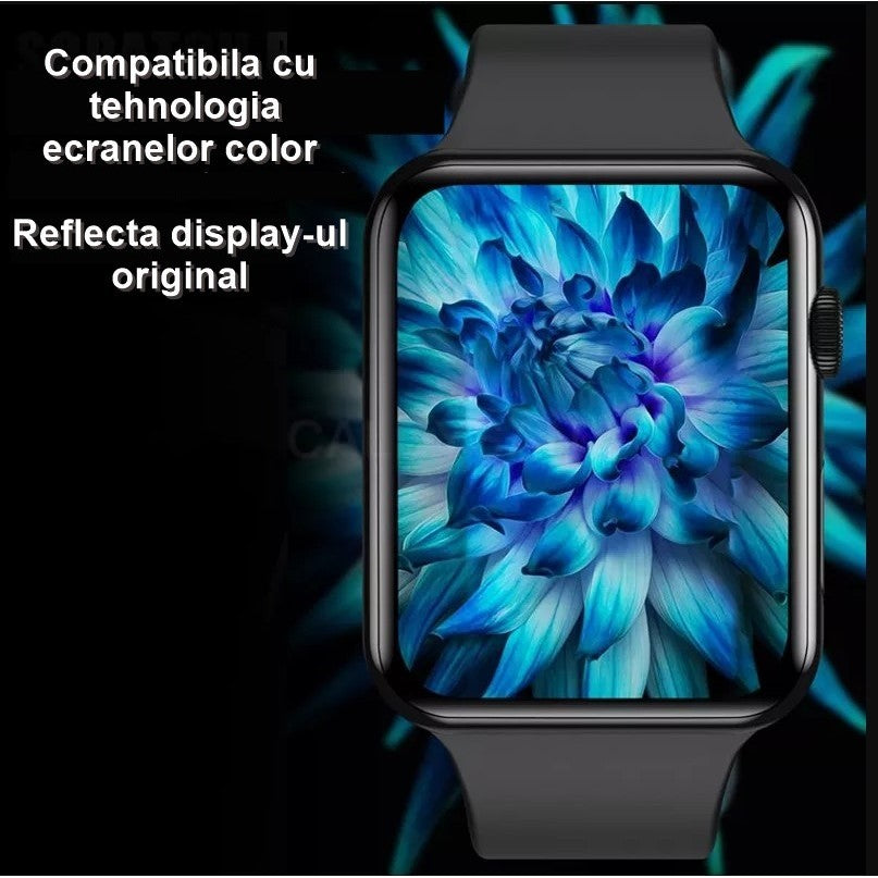 Folie Sticla pentru Apple Watch Series 2/3 38 mm adeziv pe margine Negru - vivimall.ro