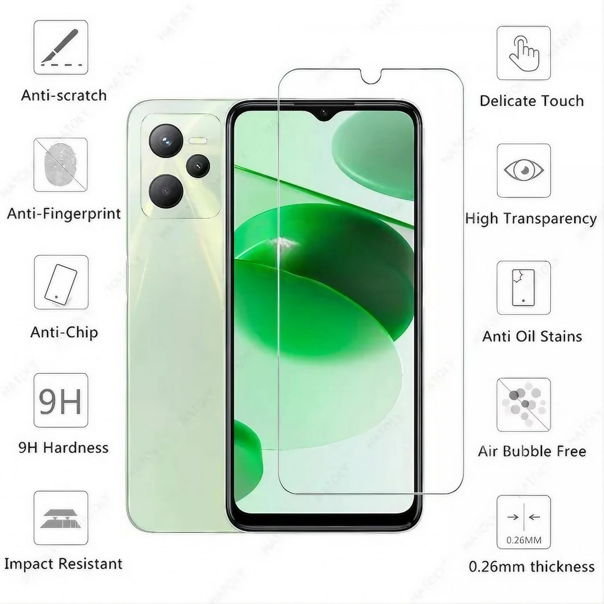 Folie Sticla Securizata, Vivimall, Pentru Realme C53, Full Glue, Margini Negre, Transparent - vivimall.ro