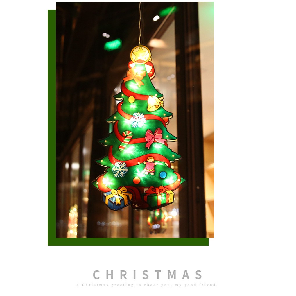 Decoratiune de Craciun pentru fereastra Vivimall, brad, cu LED-uri, 26 cm, alb cald - vivimall.ro