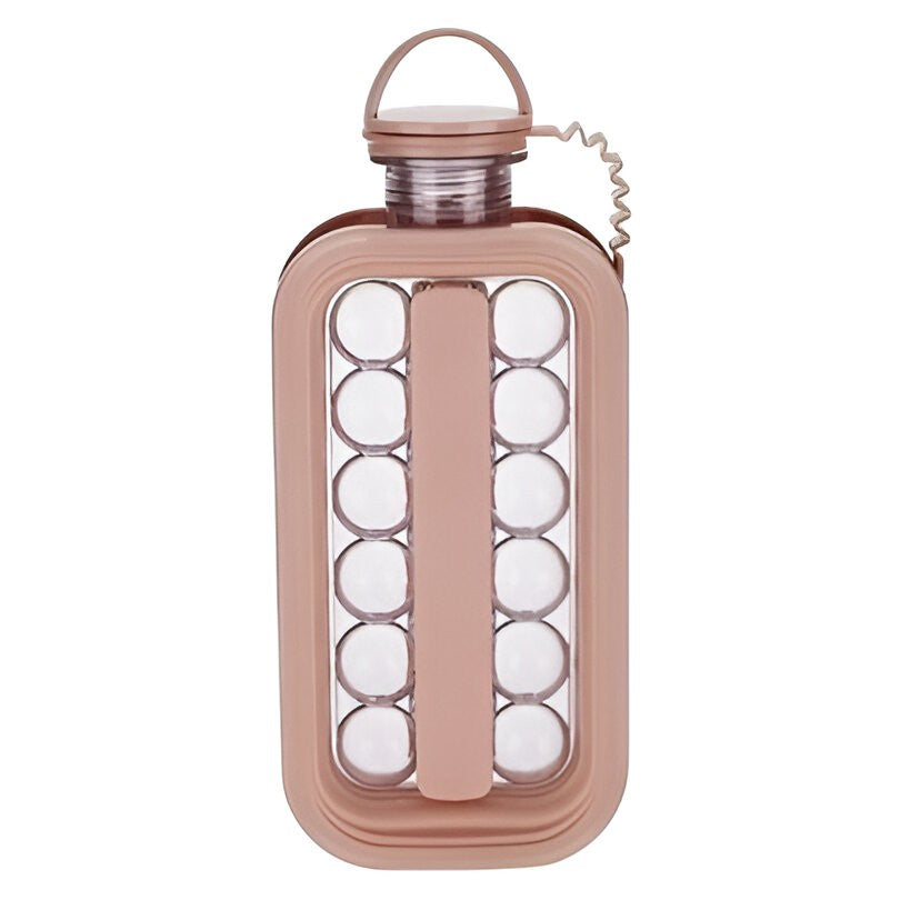 Forma pentru Gheata 2 in 1 Portabila, Vivimall, sub Forma de Sticla, Sfere, Diametru 3 cm, Multifunctional, 17 Bilute, 27.5 x 11.4 x 5.5 cm, Culoare Roz Pal - vivimall.ro