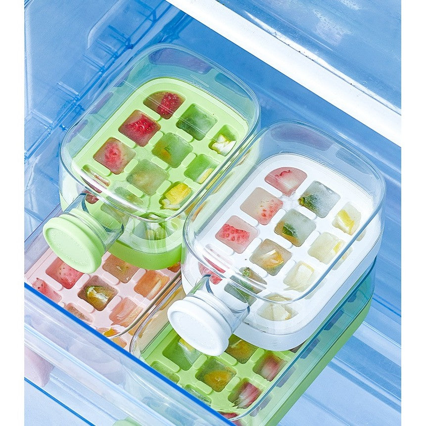 Forma de Gheata, Vivimall, 2in1, Tip Sticla cu Pai, 500 ml, 12 Cuburi, 16.3 x 10.8 x 8 cm, Verde - vivimall.ro