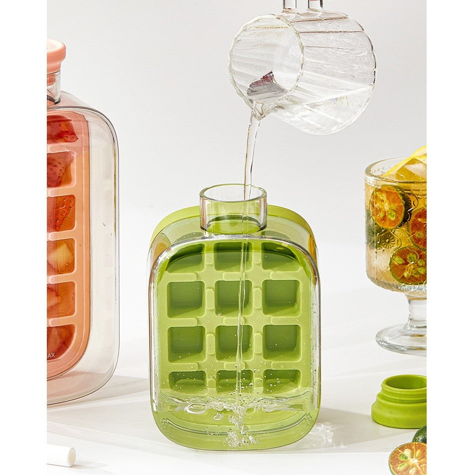 Forma de Gheata, Vivimall, 2in1, Tip Sticla cu Pai, 500 ml, 12 Cuburi, 16.3 x 10.8 x 8 cm, Verde - vivimall.ro