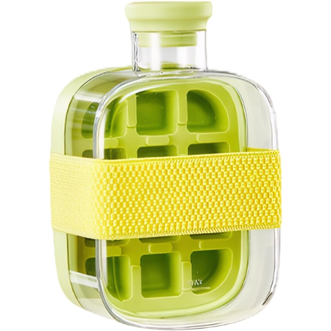 Forma de Gheata, Vivimall, 2in1, Tip Sticla cu Pai, 500 ml, 12 Cuburi, 16.3 x 10.8 x 8 cm, Verde - vivimall.ro