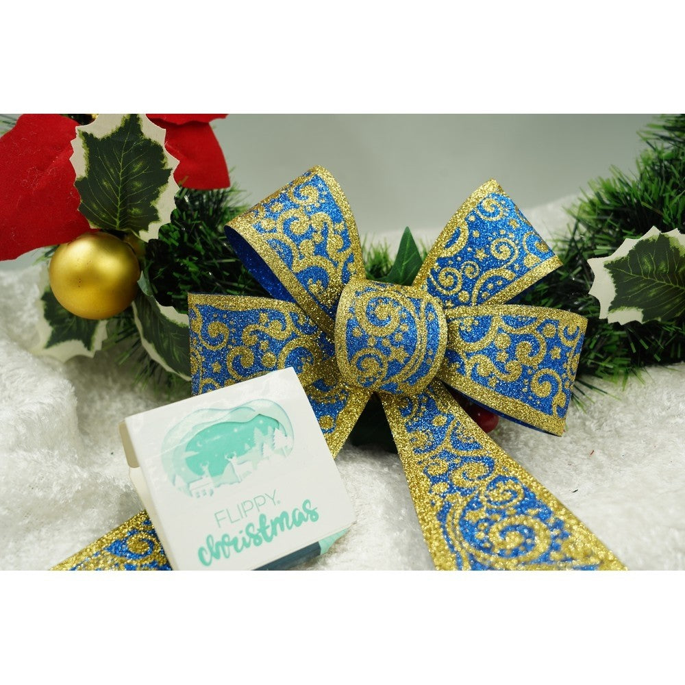 Funda pentru brad, Albastra, model spiralat, cu margini aurii, 15 x 23 cm, PVC, Vivimall - vivimall.ro