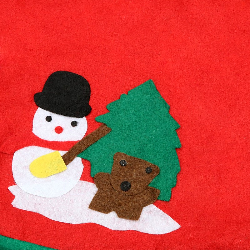 Covoras pentru bradul de Craciun Vivimall, lana, rosu/verde, 90 cm - vivimall.ro