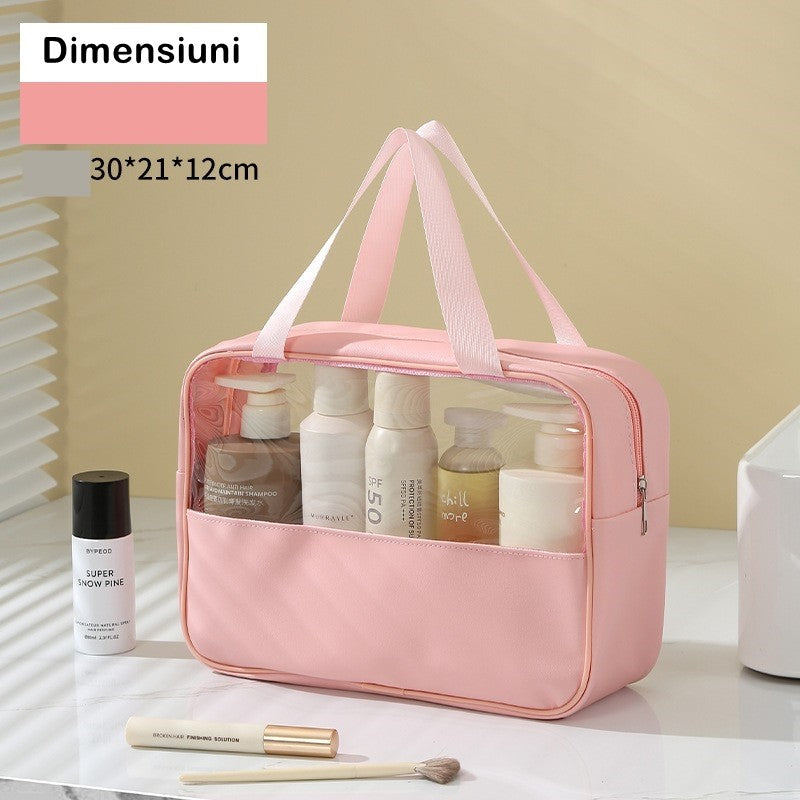 Geantă Cosmetice, Pentru Voiaj Sau Organizare, Material PVC Textil, Impermeabilă, Portabilă, 30 x 21 x 12 cm - vivimall.ro