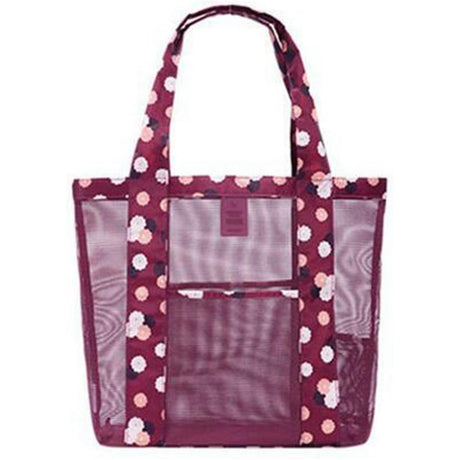 Geanta De Plaja Burgundy Imprimeu Floral | BeachVibe 3 - vivimall.ro