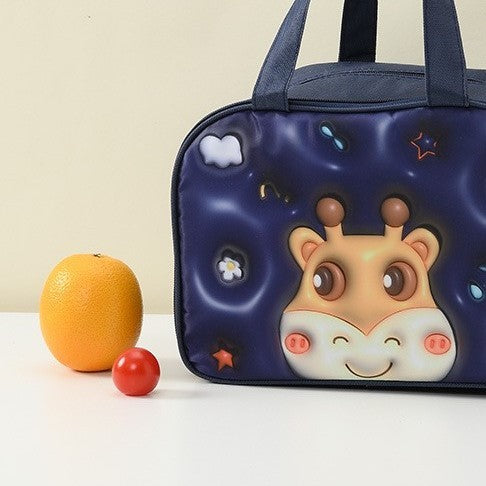 Geanta Frigorifica, Cu Desene Animat 3D, Portabila Pentru Copii, De Pranz, Din Panza Oxford, 27.5X18X20 Cm, Model Cerb, Albastru - vivimall.ro