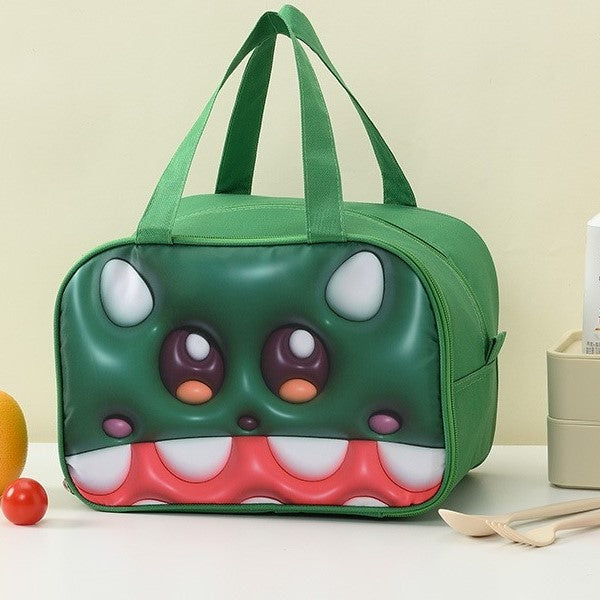 Geanta Frigorifica, Cu Desene Animat 3D, Portabila Pentru Copii, De Pranz, Din Panza Oxford, 27.5X18X20 Cm, Model Crocodil, Verde - vivimall.ro