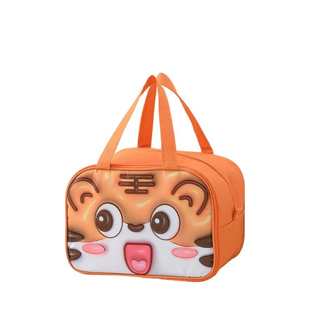 Geanta Frigorifica, Cu Desene Animat 3D, Portabila Pentru Copii, De Pranz, Din Panza Oxford, 27.5X18X20 Cm, Model Tigru, Portocaliu - vivimall.ro