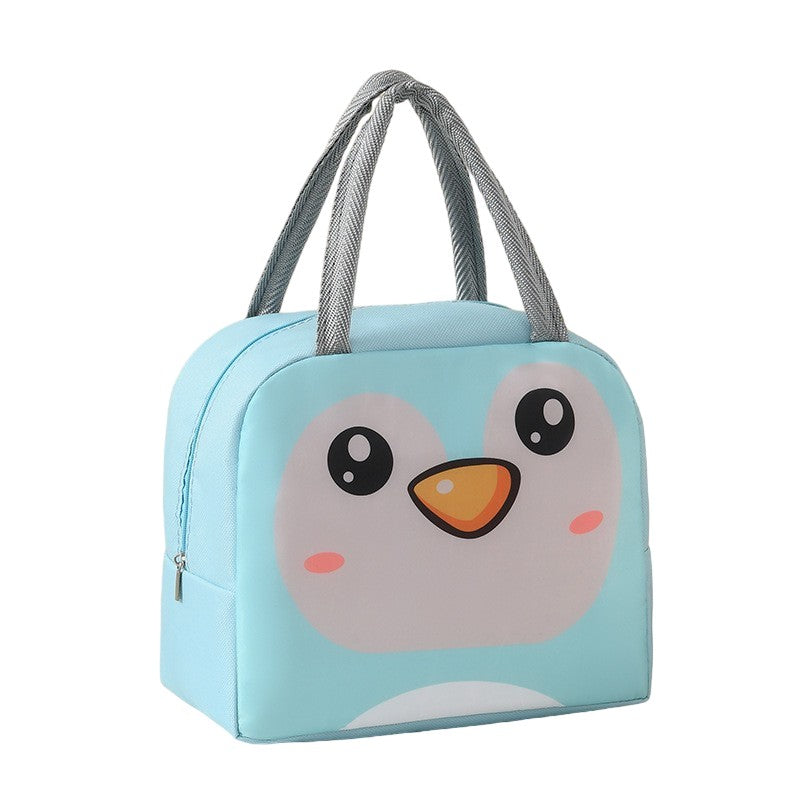 Geanta Frigorifica, Cu Desene Animat, Portabila Pentru Copii, De Pranz, Din Panza Oxford, 22X14X19 Cm, Model Pinguin, Albastru - vivimall.ro