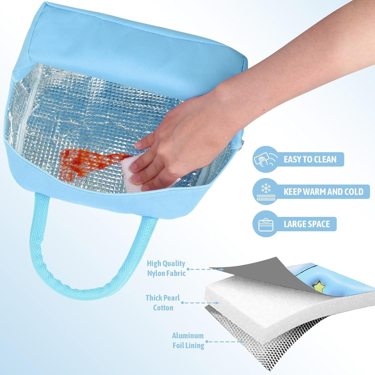 Geanta Frigorifica, Cu Desene Animate 3D, Portabila Pentru Copii, De Pranz, Din Panza Oxford, 23X13X19 Cm, Model Elefantel, Albastru - vivimall.ro