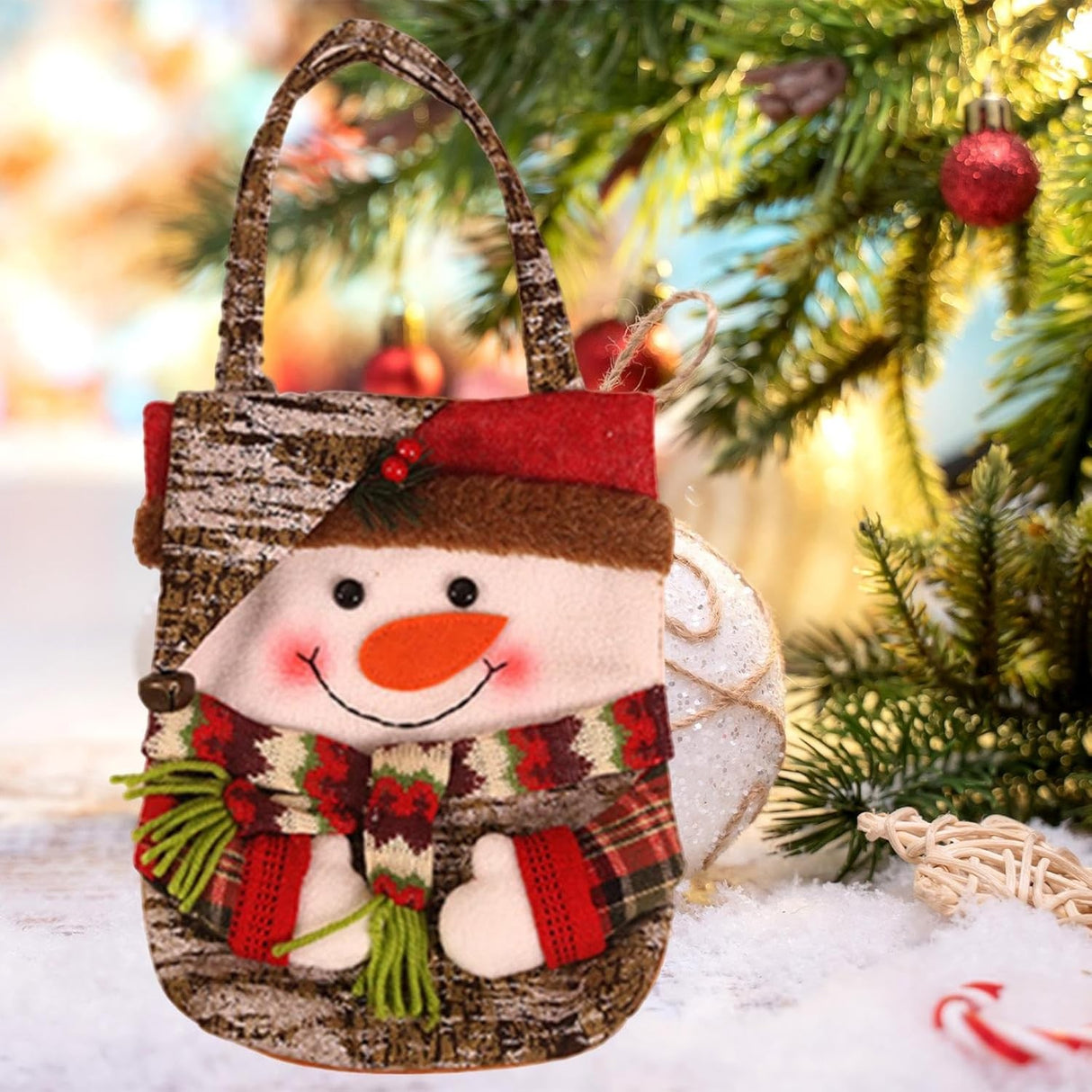 Geanta pentru Cadouri de Craciun, Vivimall, Model Om de Zapada, Decoratiune Sarbatori, 46x23x2 cm, Multicolor - vivimall.ro