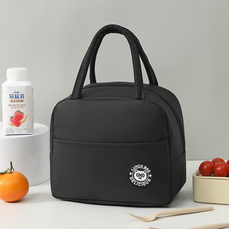 Geanta Termica pentru Pranz, Vivimall, Multifunctionala, Compartimentata, Impermeabila, cu Manere, Buzunar Exterior, 22x14x19 cm, Negru - vivimall.ro