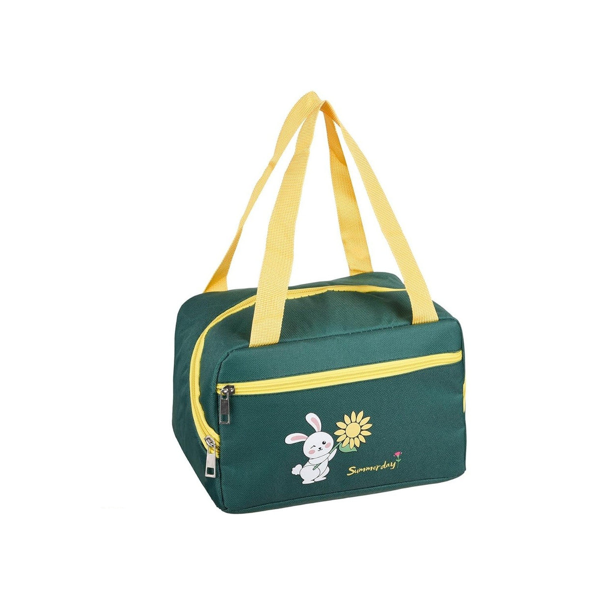 Geanta Termo-Izolanta, Vivimall, Compartimente Telefon si Tacamuri, Multifunctionala, Impermeabila, 30x21x20 cm, Design Iepuras, Verde - vivimall.ro