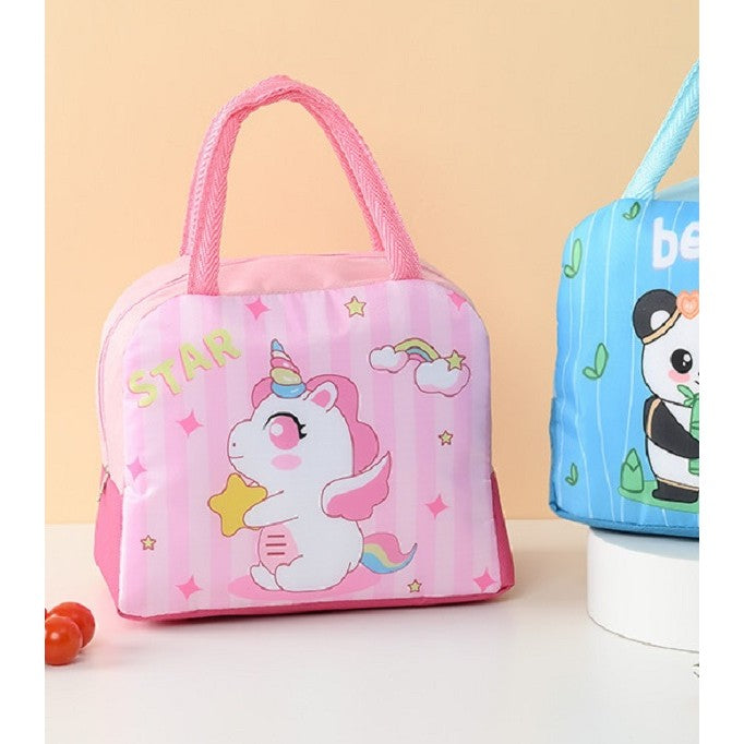 Geanta Termoizolanta Pentru Copii, 23X13X19 Cm, Model Imprimeu Unicorn, Din Folie De Aluminiu Si Panza Oxford, Roz - vivimall.ro