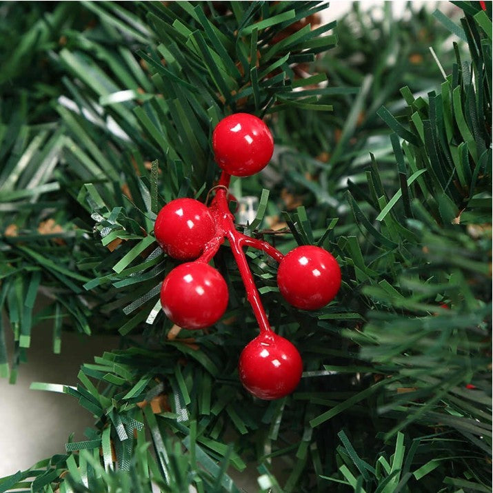 Ghirlanda de Craciun, cu merisoare si conuri, din brad artificial, 210 cm, verde - vivimall.ro