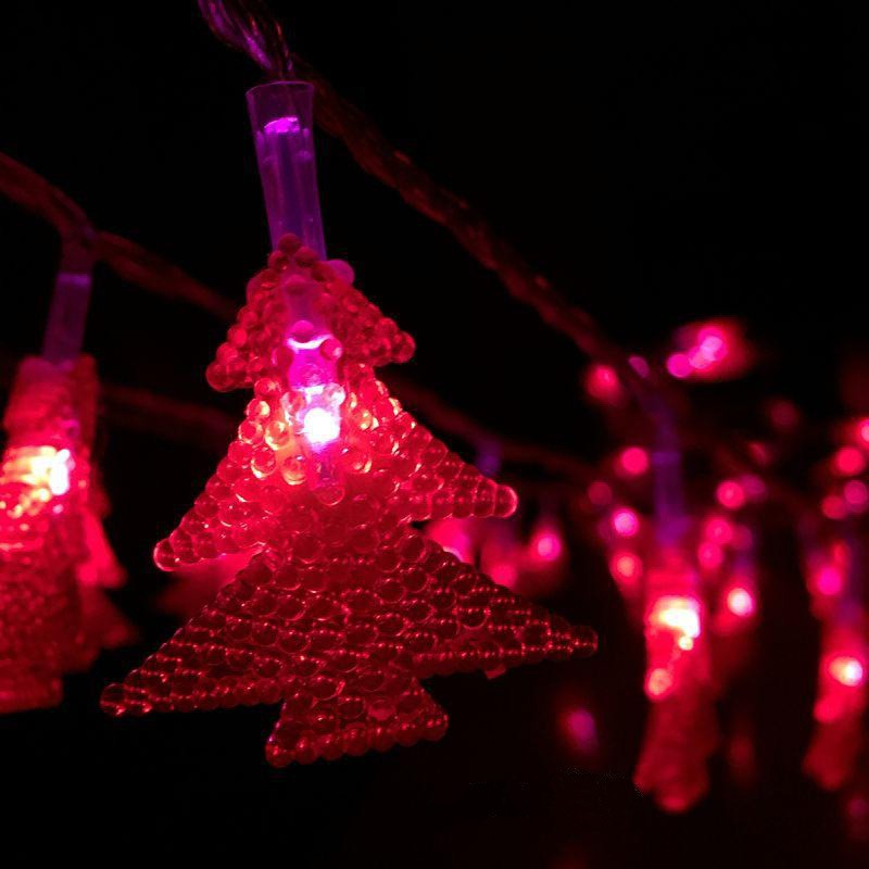 Ghirlanda luminoasa cu bec in forma de brazi, 3 metri, 20 LED-uri, forme din plastic, fir transparent, multicolora - vivimall.ro