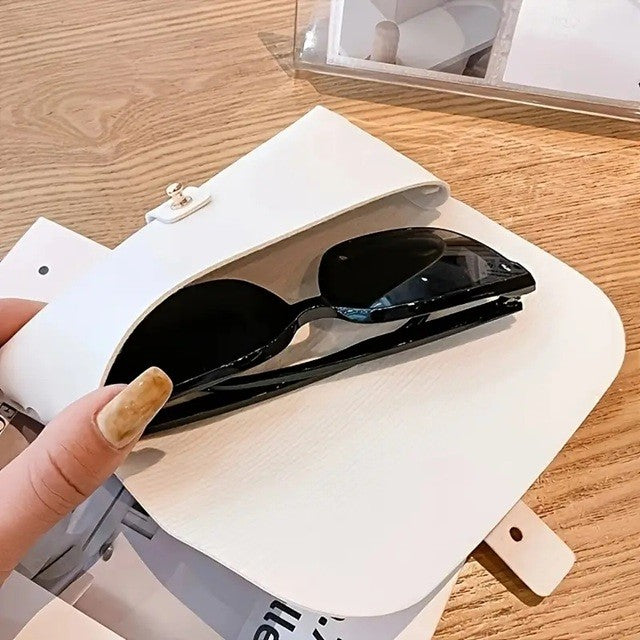 Husa Ochelari, Vivimall, din Piele Ecologica, 17 x 8.5 cm, Alb - vivimall.ro