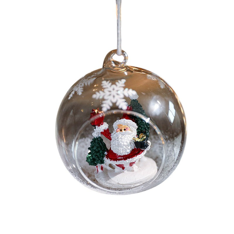 Glob pentru Bradul de Craciun, Vivimall, Model Mos Craciun, Tip Pandativ, Glob Transparent Semi-Deschis, 10.5 x 9 x 9 cm, Transparent - vivimall.ro